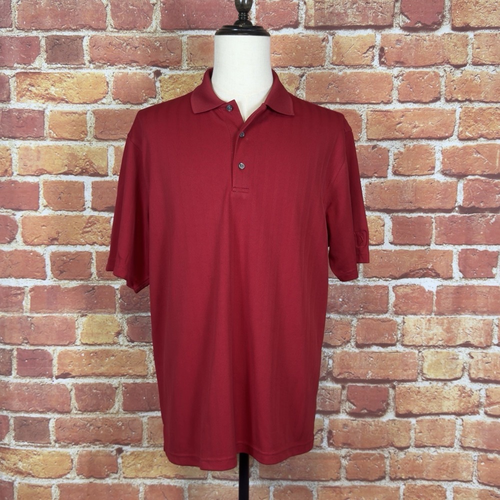 PGA TOUR Performance Polo Shirt Men's Large Red‎ Golf Short Sleeve Collared